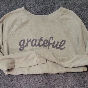 Grayson Threads Light Olive Green "grateful" Pullover Sweatshirt